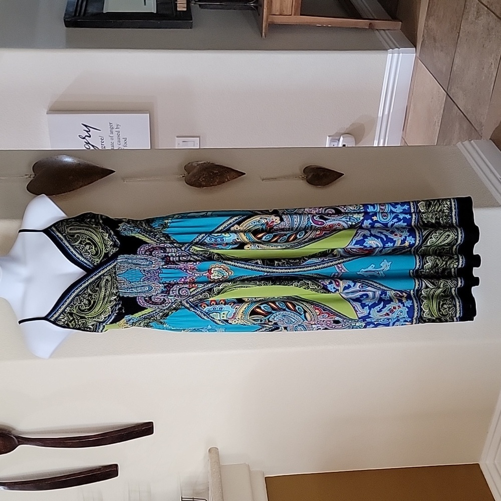 Olivia Mathews Plus Size Maxi Dress Paisley Boho pattern multi color size 2X